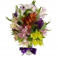 Arrangement of Colored Astromelias and Swiss Milk Bar Lindt