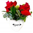 White Heart Arrangement with Two Colombian Roses