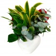 White Heart Arrangement with Two Colombian Roses