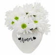 White Heart Arrangement with White Daisies