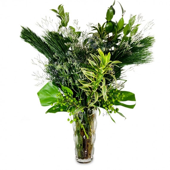 Arrangement of Foliage in a Special Large Glass Vase