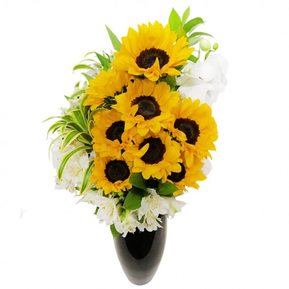 Large Arrangement of Sunflower Orchids and Astromelia
