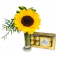Lovely Basket with Sunflower and Chocolates