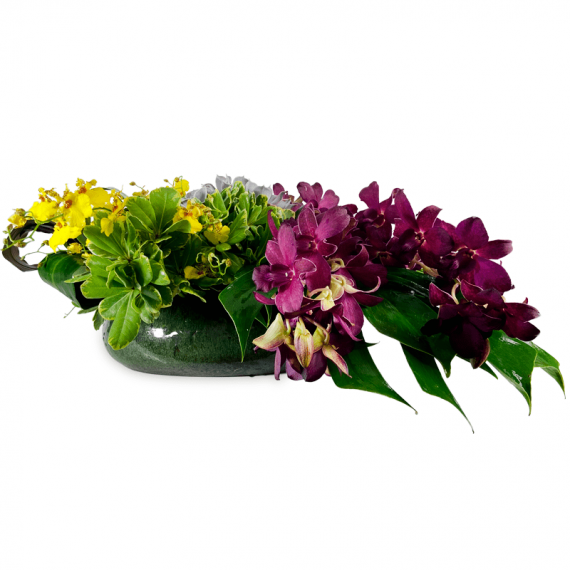 Table Arrangement Mix of Orchids and Foliage I