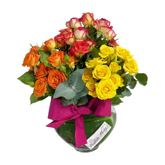 Arrangement with Mini Roses Colorful
