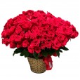 Arrangement with 200 Imported Roses in a Synthetic Ratan Vase