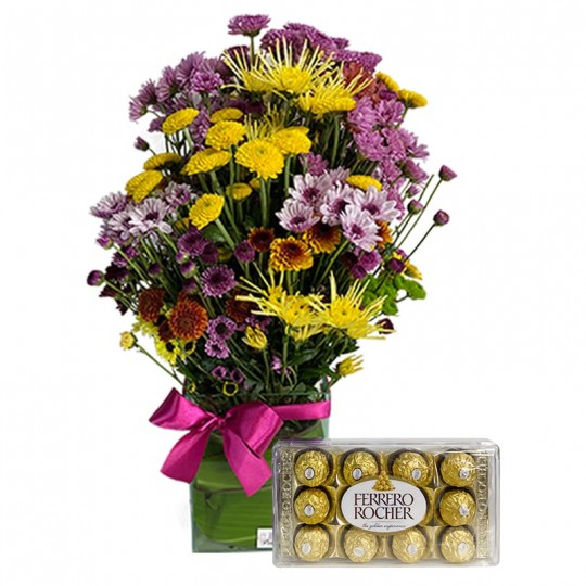 Arrangement of Field Flowers and Ferrero Rocher G