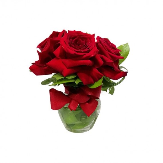 Arrangement with 3 Colombian Roses L'Amour