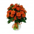 Mini Orange Roses Arrangement in Glass Vase