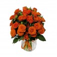 Mini Orange Roses Arrangement in Glass Vase