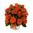 Mini Orange Roses Arrangement in Glass Vase