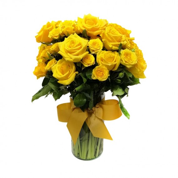 Rose Arrangement and Yellow Mini Roses