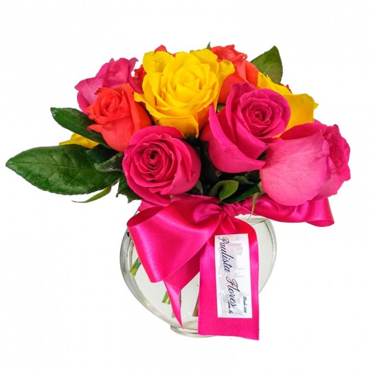 Arrangement of Colorful Spring Roses