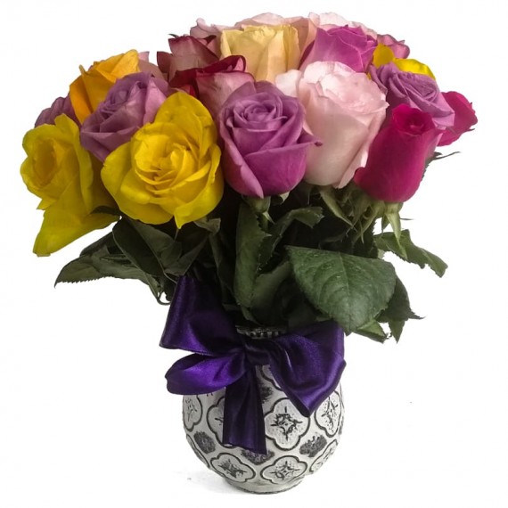 Small Rainbow Roses Arrangement