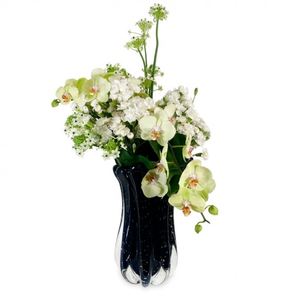 Large Murano Glass Vase - courtesy flowers Orchids and Ornitogalum