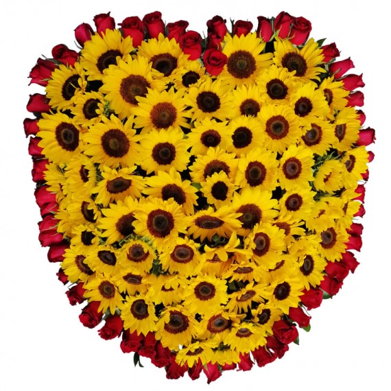 Heart of National Roses and Sunflowers