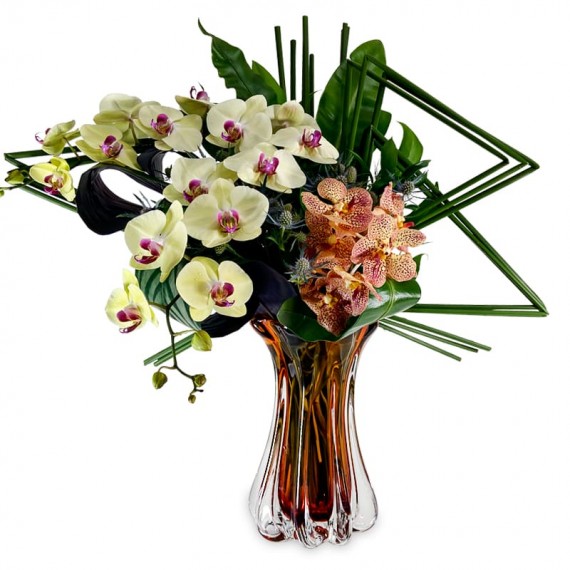 Large Brown Murano Glass Vase - courtesy Flower Arrangement