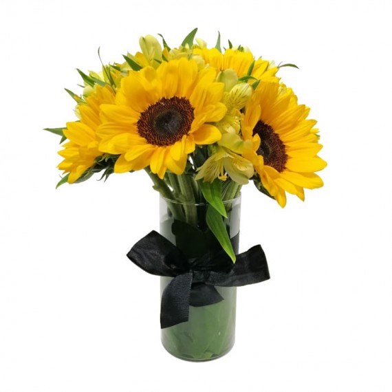 Sunflower Vase and Yellow Astromelia