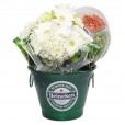 Heineken Snacks Bucket with Gerbera and Hydrangea Arrangement