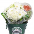 Heineken Snacks Bucket with Gerbera and Hydrangea Arrangement