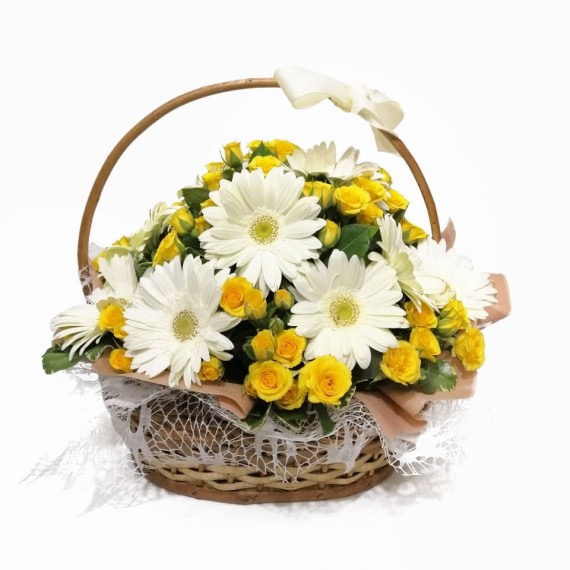Basket of Gerberas and Mini Roses