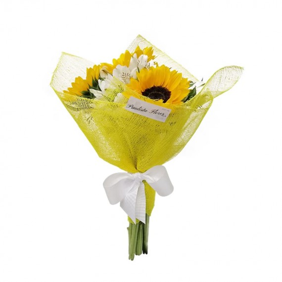 Bouquet with 5 Sunflowers and Astromeliads