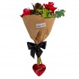 Classic Bouquet with Three Colombian Roses and Lindt Heart S