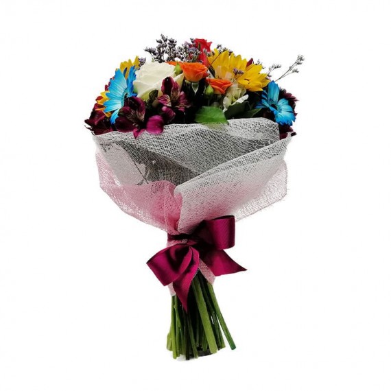 Medium Bouquet of Gerberas, Astromeliads, Roses and Mini Roses