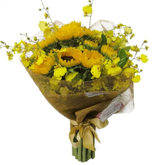 Sunflower Bouquet with Golden Rain