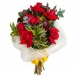 Passion Bouquet with Six Colombian Roses and Lindt Swiss Classic