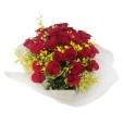 Bouquet with 24 Colombian Roses and Golden Rain