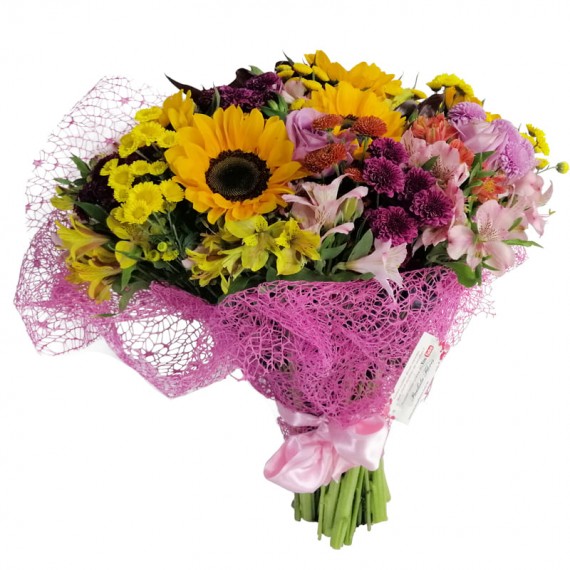 Bouquet of Field Flowers and Sunflowers