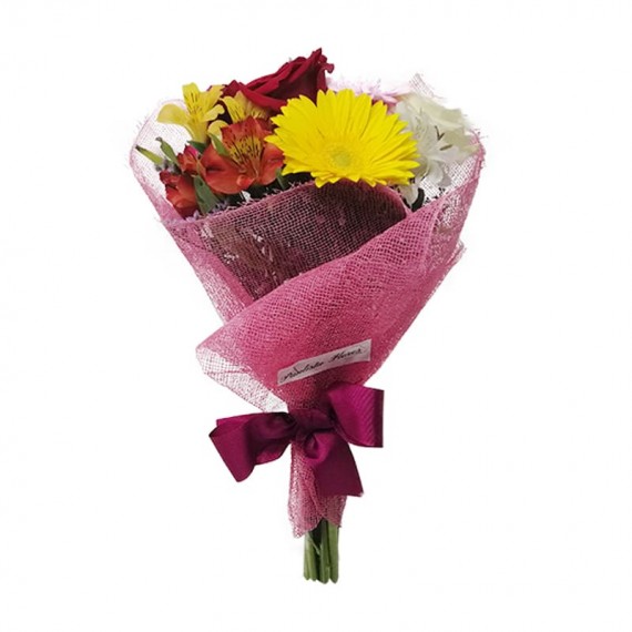Bouquet of Gerberas, Astromeliads and Roses