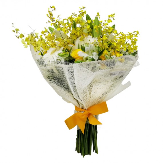 Bouquet with Gerberas, Astromelia and Golden Rain