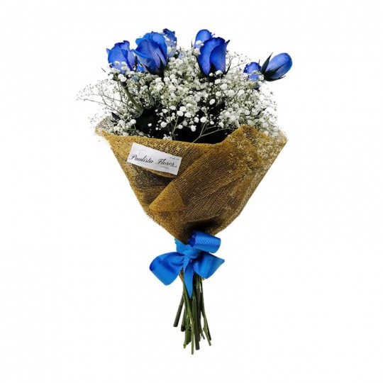 Buquê com 12 Rosas Azuis