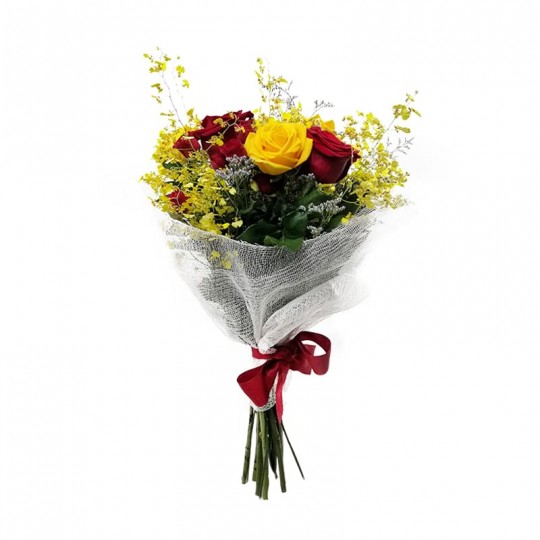 Bouquet of Colombian Roses, National Roses and Mini Roses and Mini Orchids