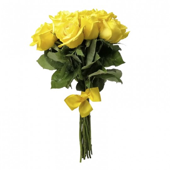 Rustic Bouquet with 15 Yellow Roses