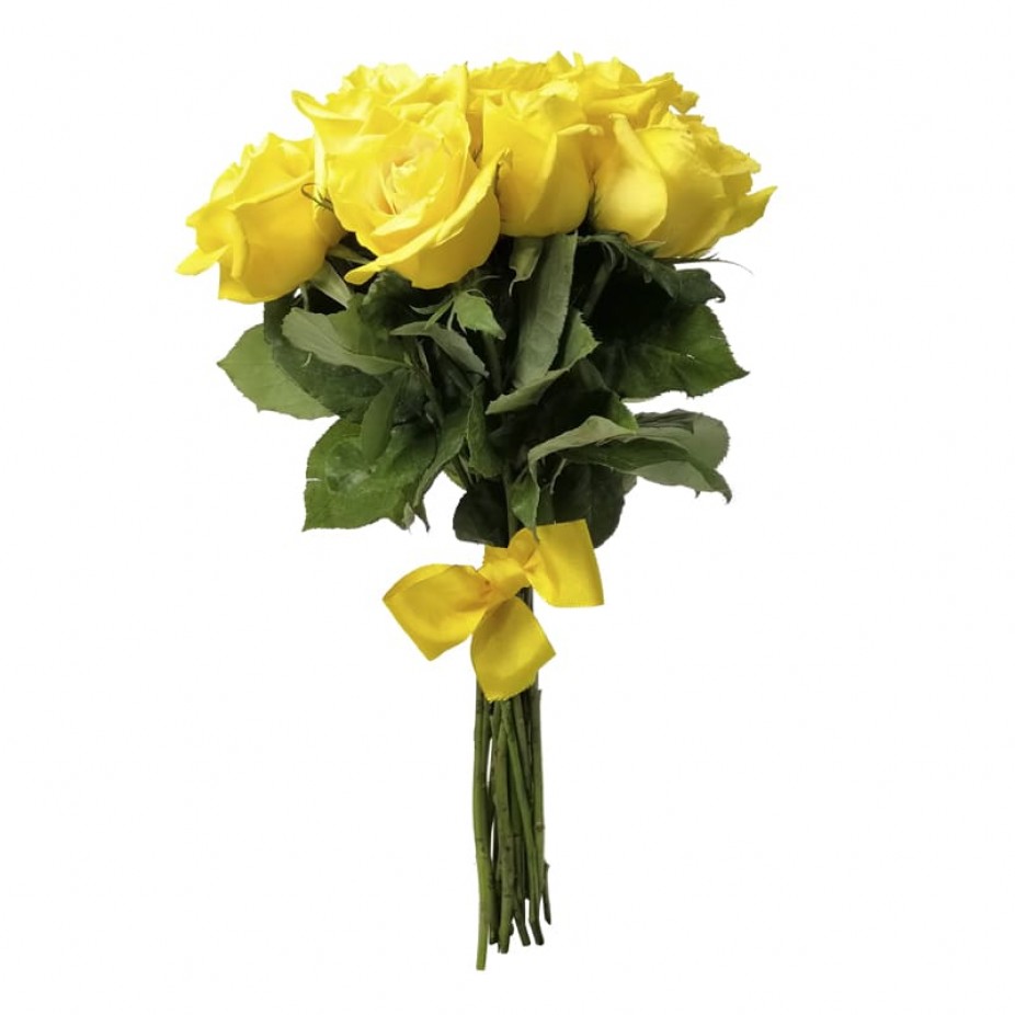 Buquê Rústico com 15 Rosas Amarelas