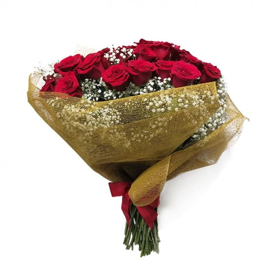 Large Bouquet of 40 Colombian Roses with Gypsophiles