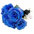 Buquê Rústico com 07 Rosas Azuis