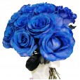 Buquê Rústico com 15 Rosas Azuis