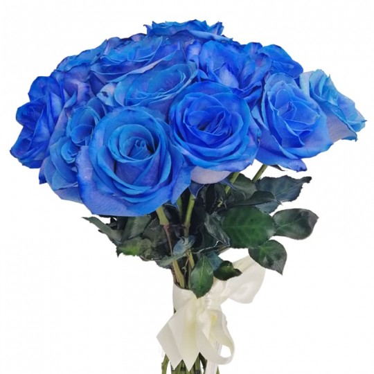 Rustic Bouquet with 20 Blue Roses