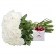 Rustic Bouquet White National Roses and Rafaello
