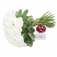Rustic Bouquet White National Roses and Rafaello