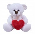 White Teddy Bear with Heart - 33 cm