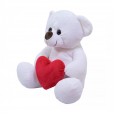 White Teddy Bear with Heart - 33 cm