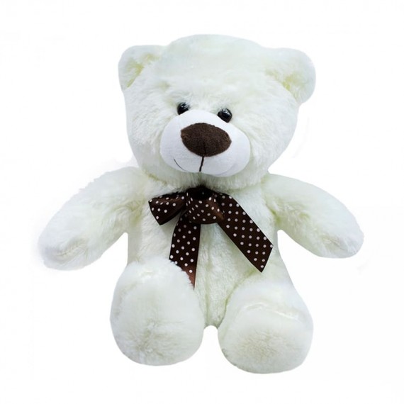 Urso de Pelúcia Branco com Laço - 29 cm