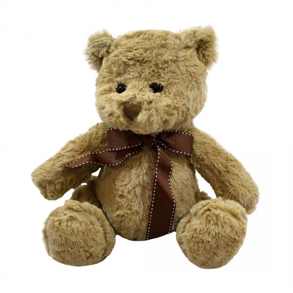 Urso de Pelúcia Marrom com Laço - 25 cm