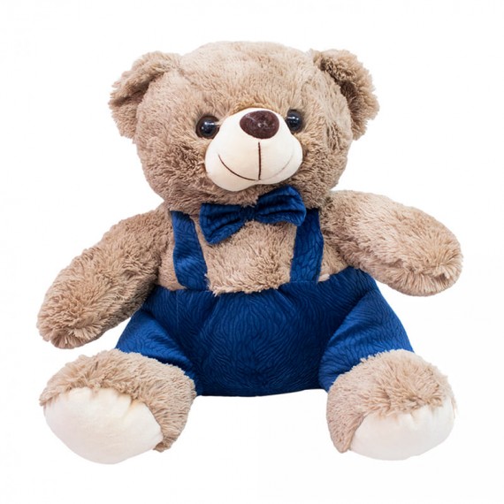 Urso de Pelúcia Marrom com Gravata Borboleta e Suspensório - 25 cm