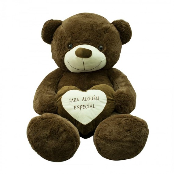 Urso de Pelúcia Marrom com Coração "Para Alguém Especial" - 65 cm